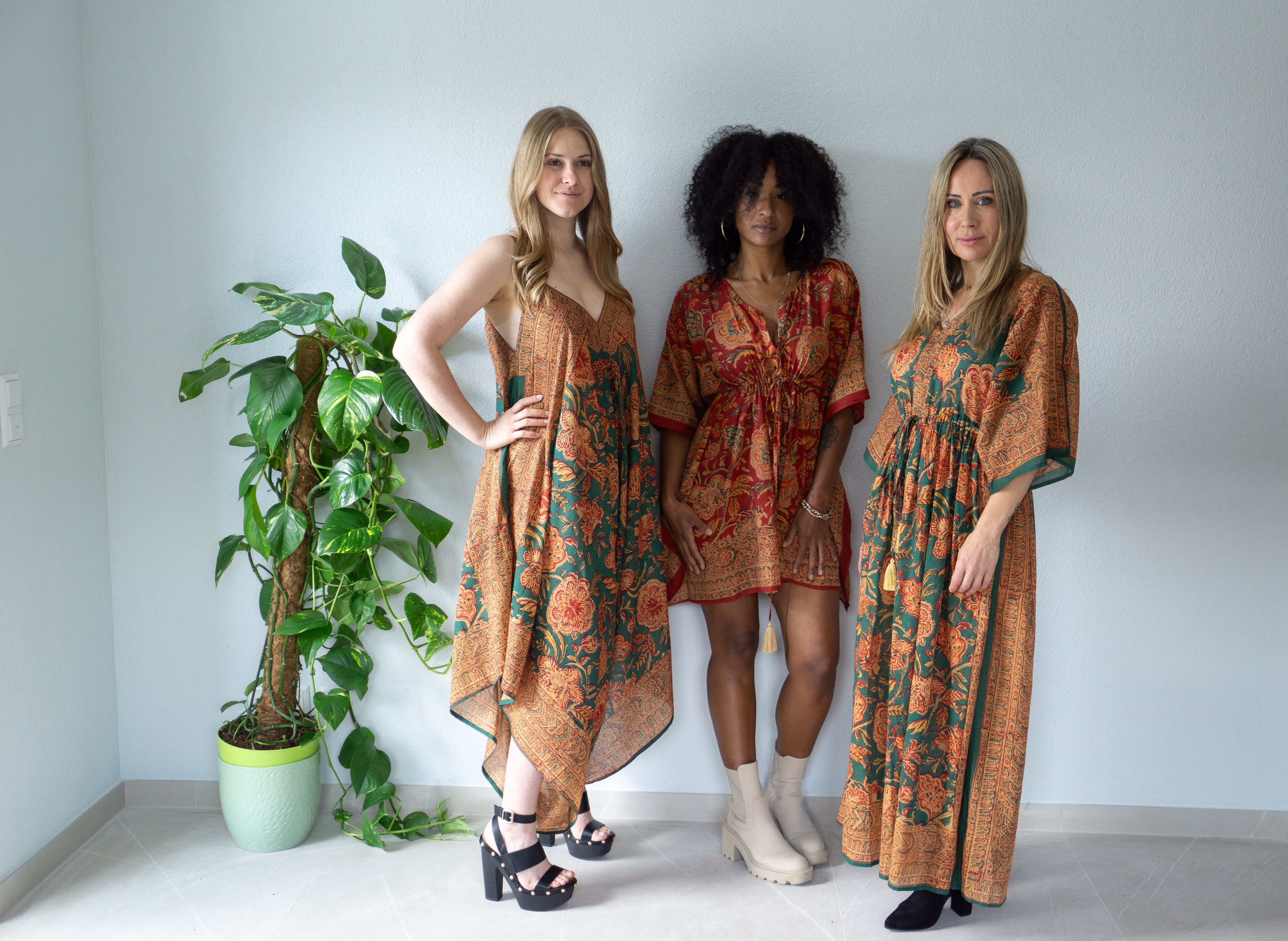 Golden Garden Kleid mit Handblockdruck