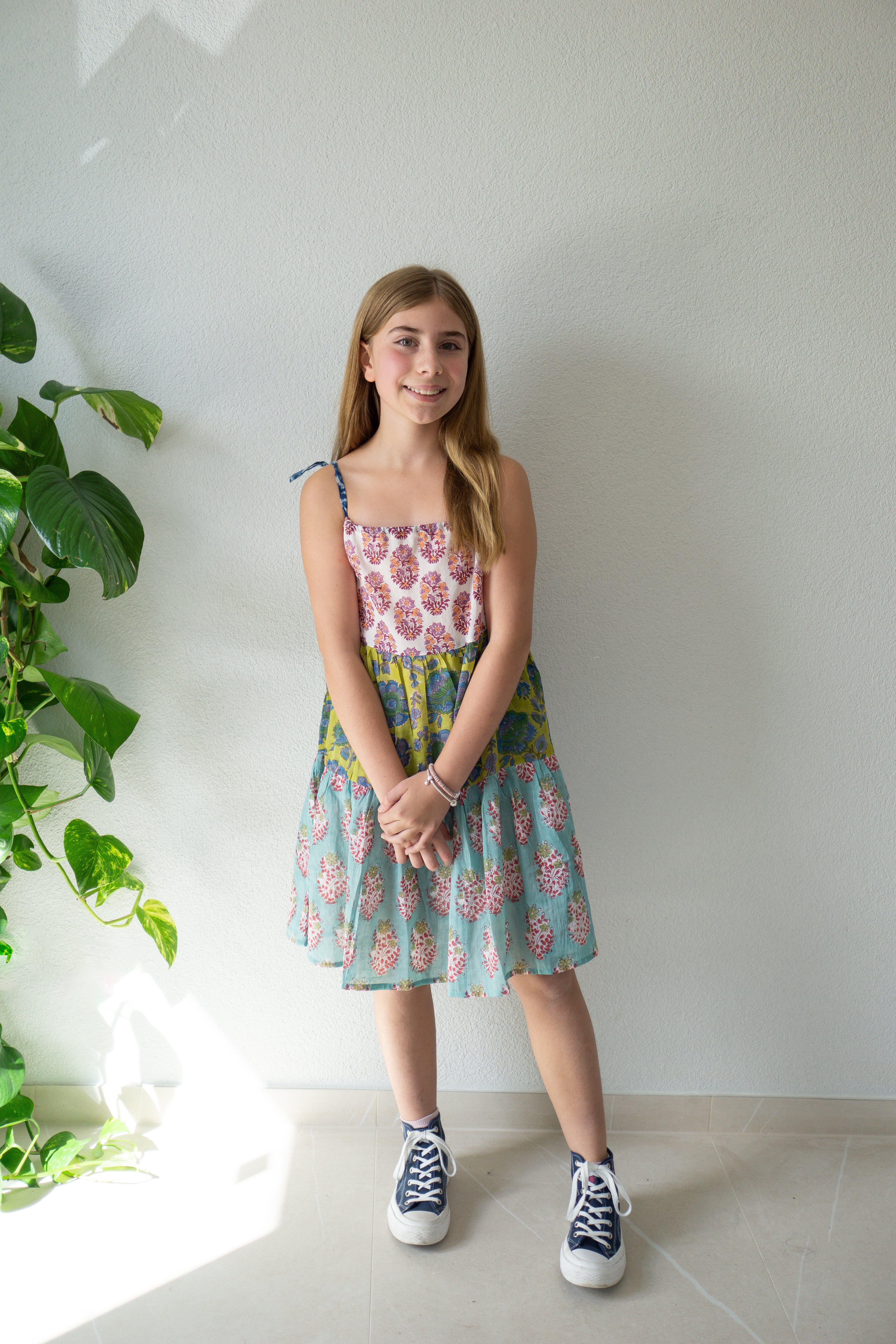 Petal Parade Handbedrucktes Kleid