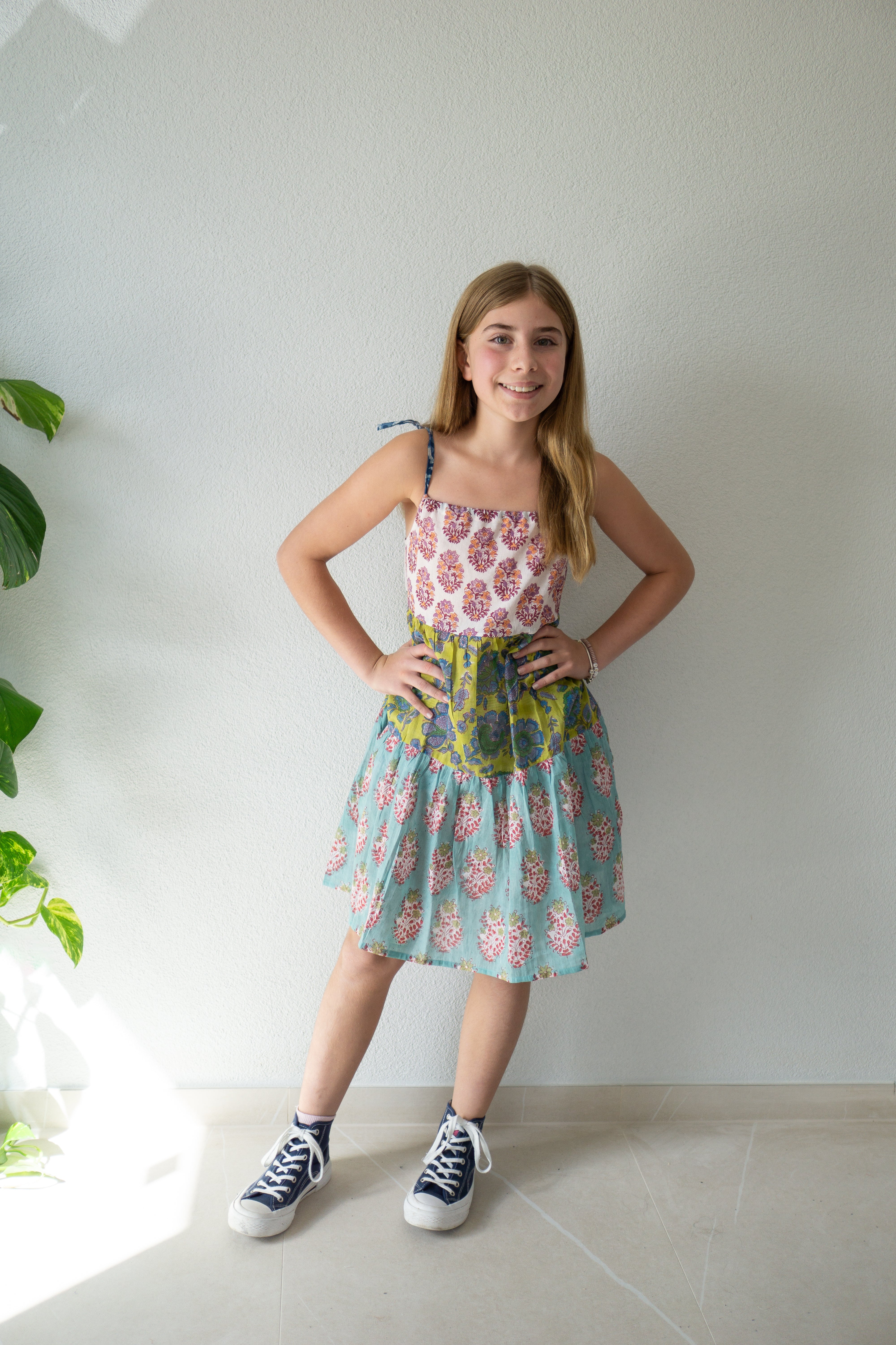 Petal Parade Handbedrucktes Kleid