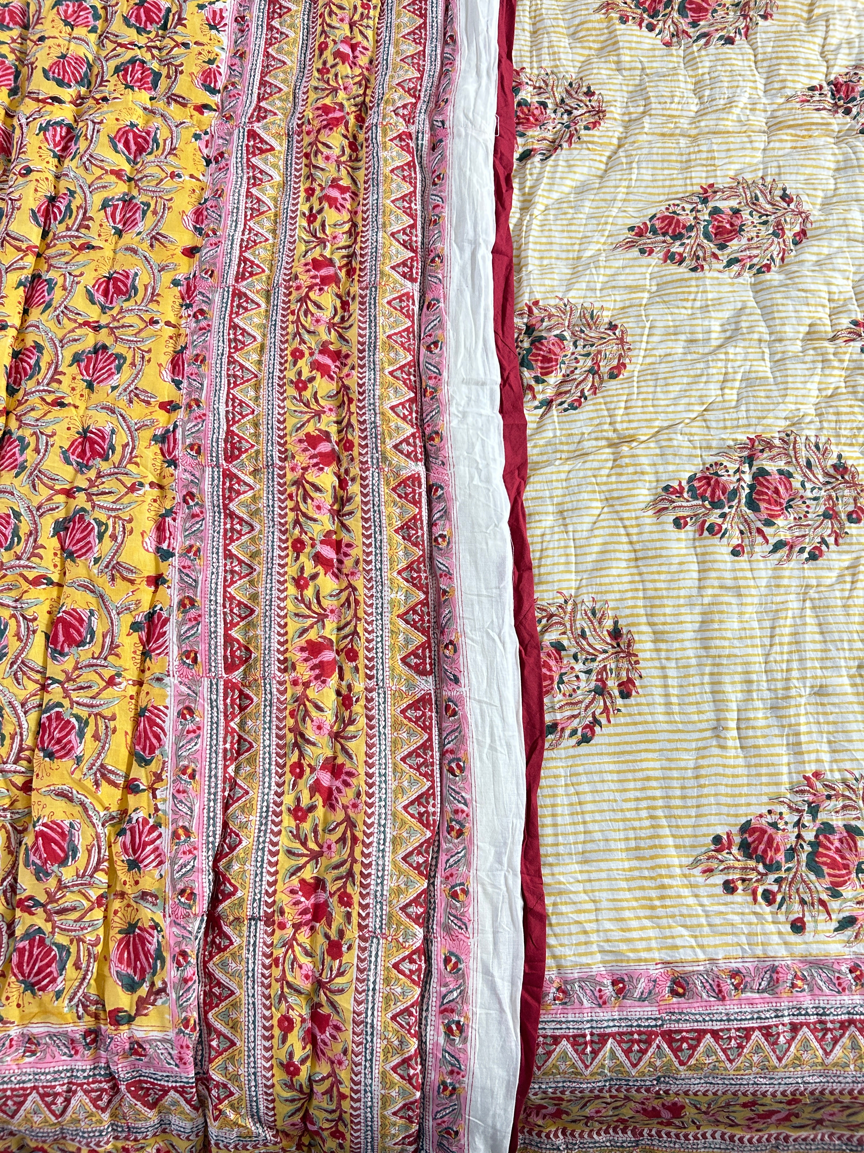 Handbedruckte Wendesteppdecke (Doppelbett)
