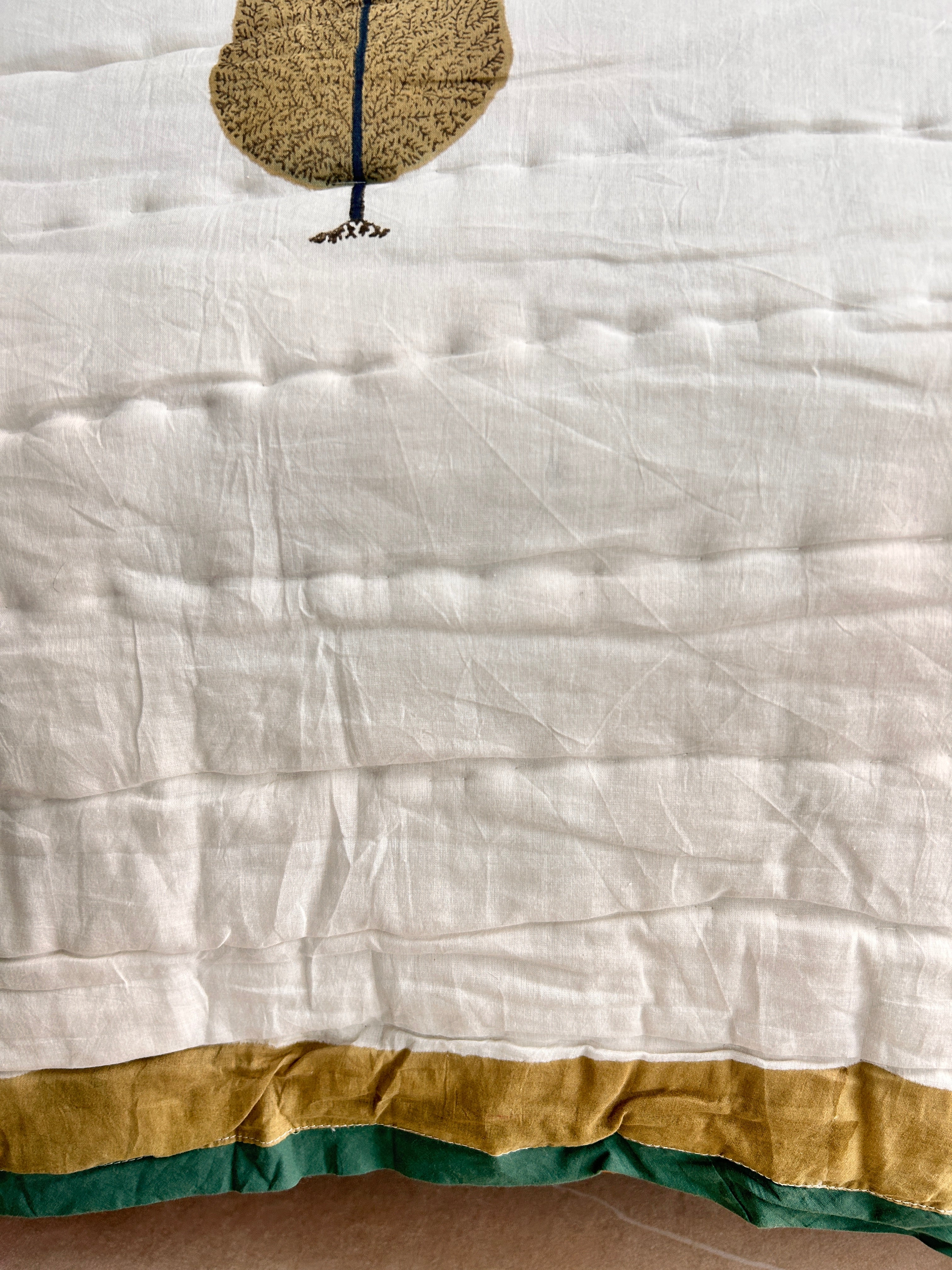 Hand Block Printed Reversible Quilt (Double Bed) – Feather & Palm