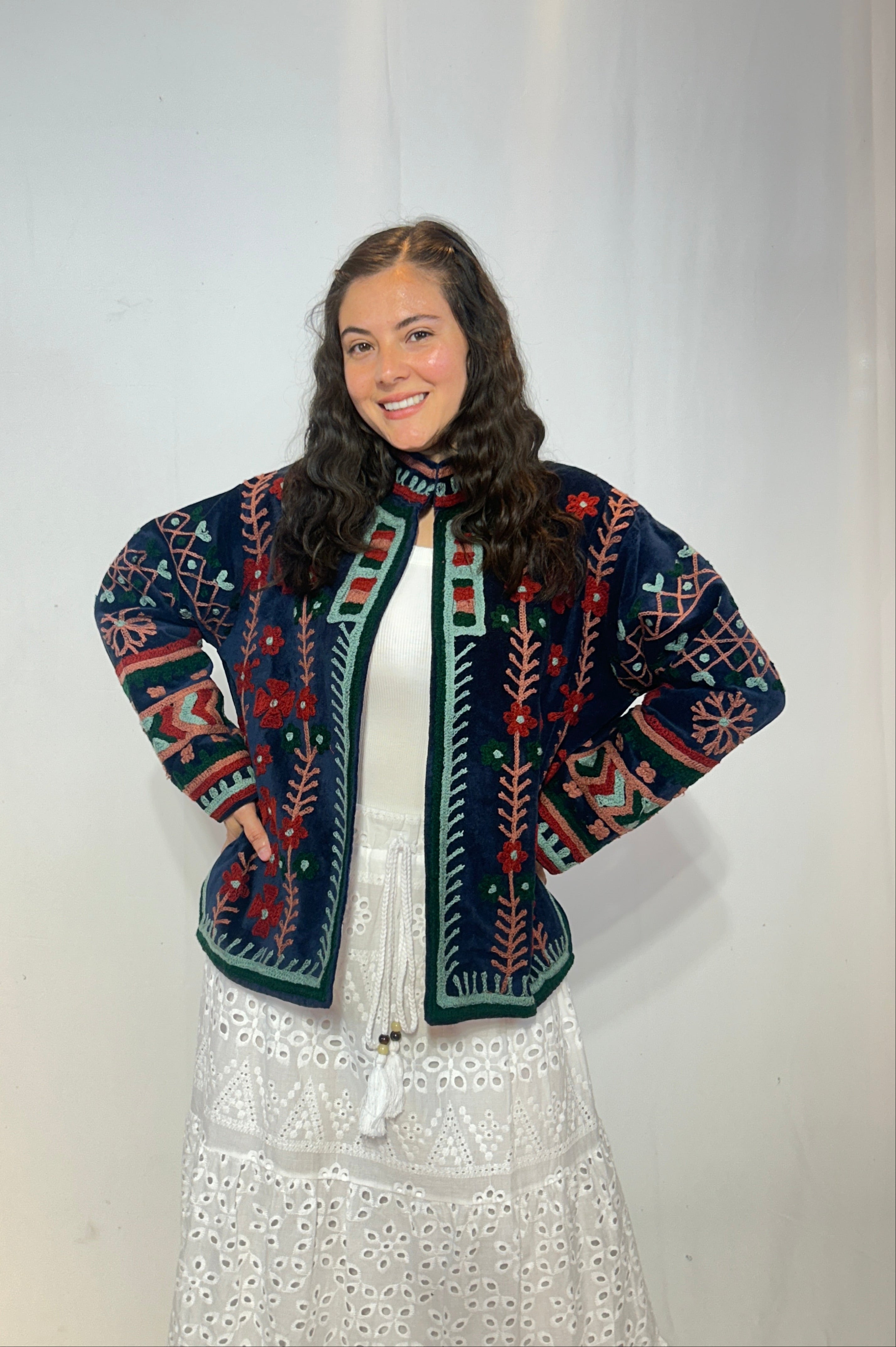 Suzani Velvet Jacket – Midnight Navy Bloom