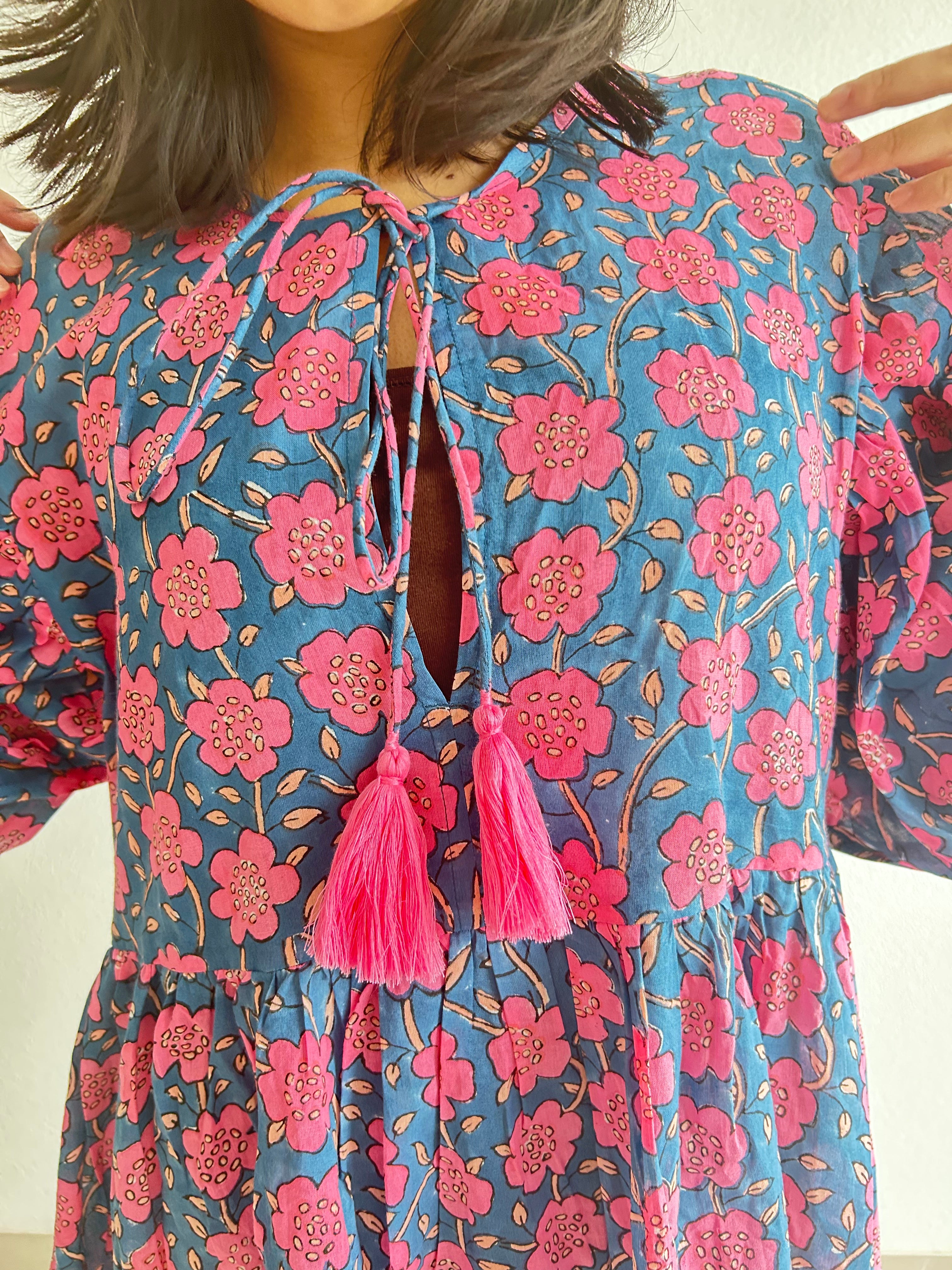Celeste Bloom Handbedrucktes Kleid