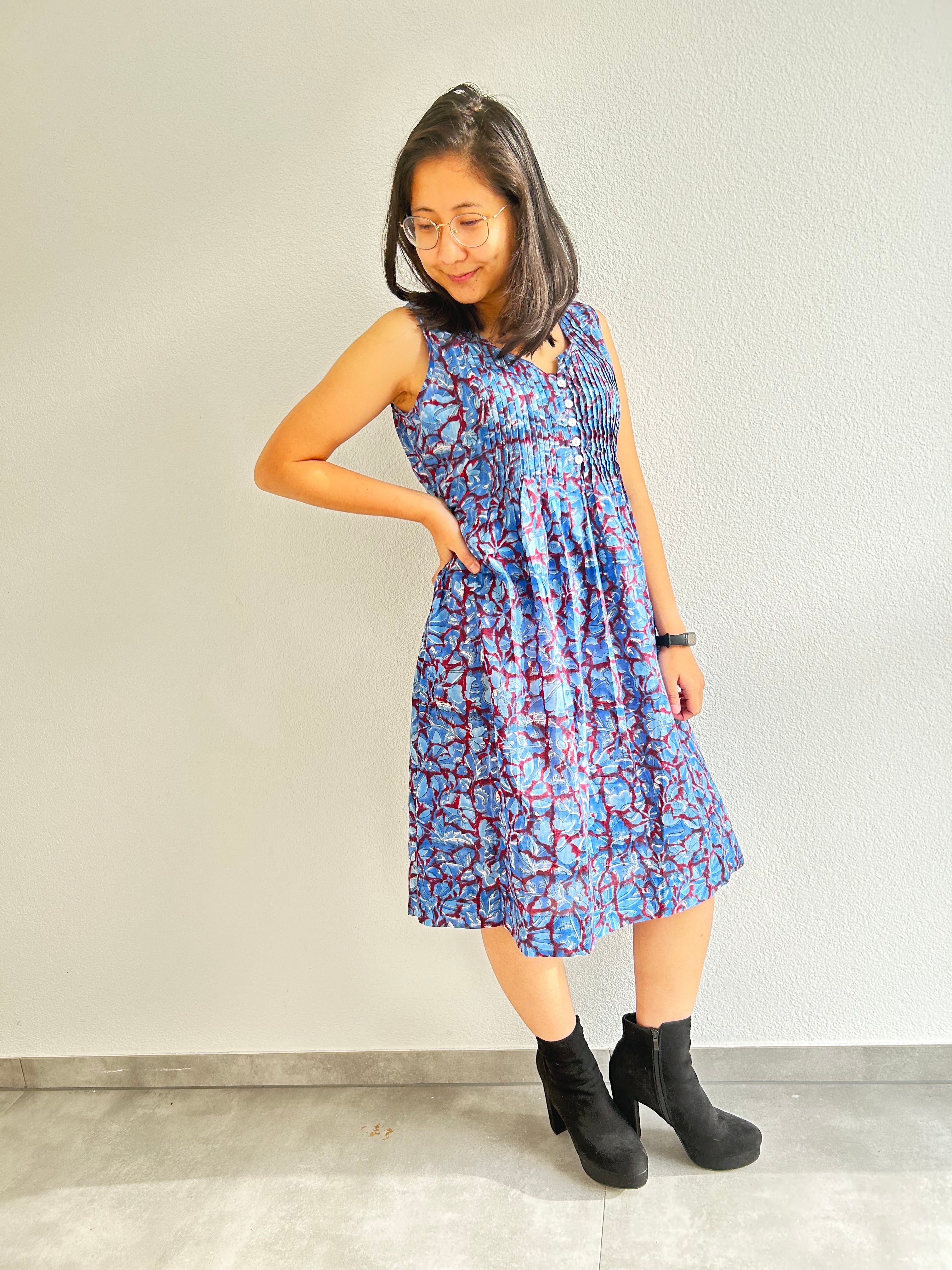 Lagoon Petal Handblock Kleid