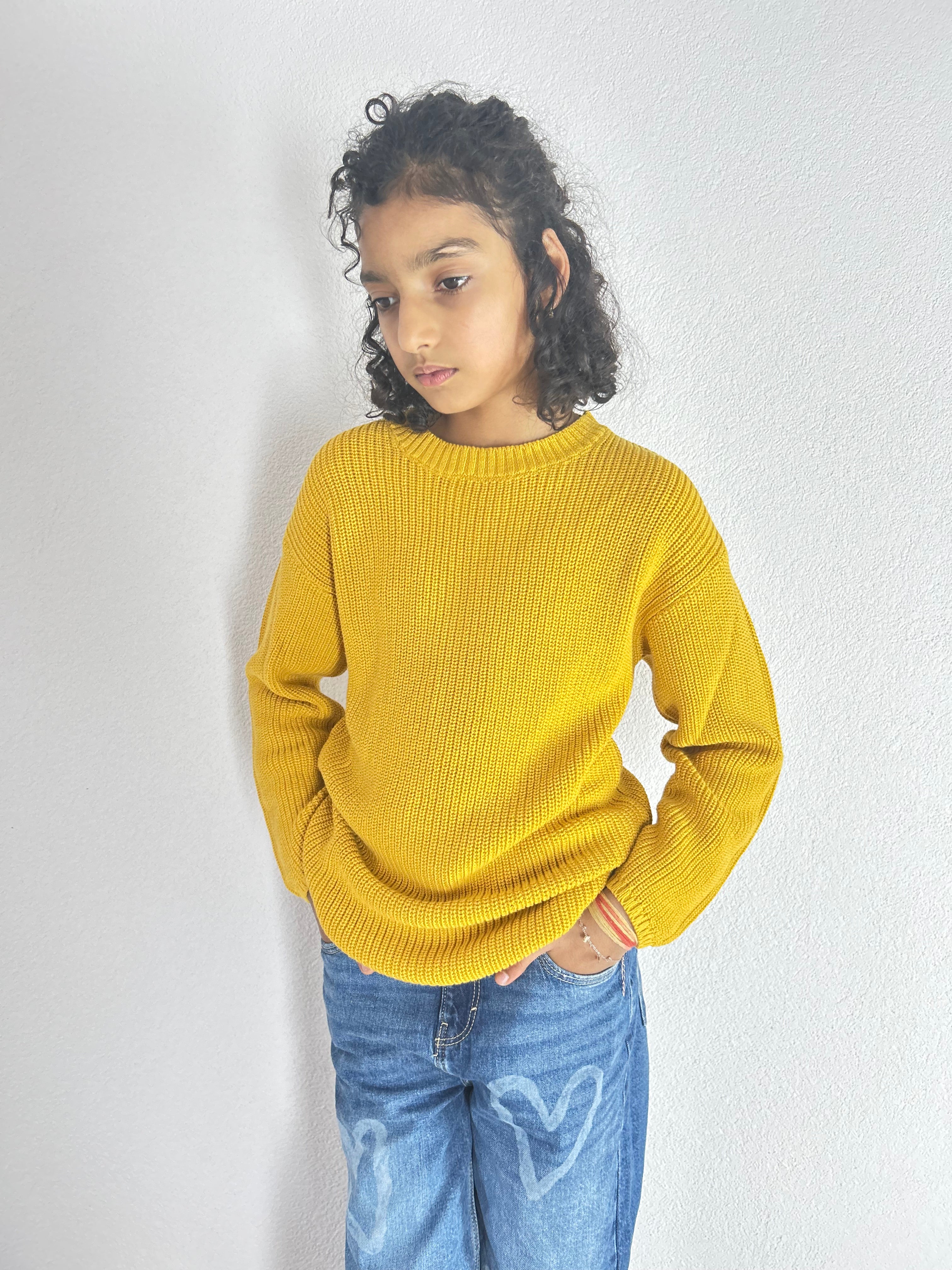 Golden Oak Organic Cotton Knit Pullover - Kids Relaxed Fit