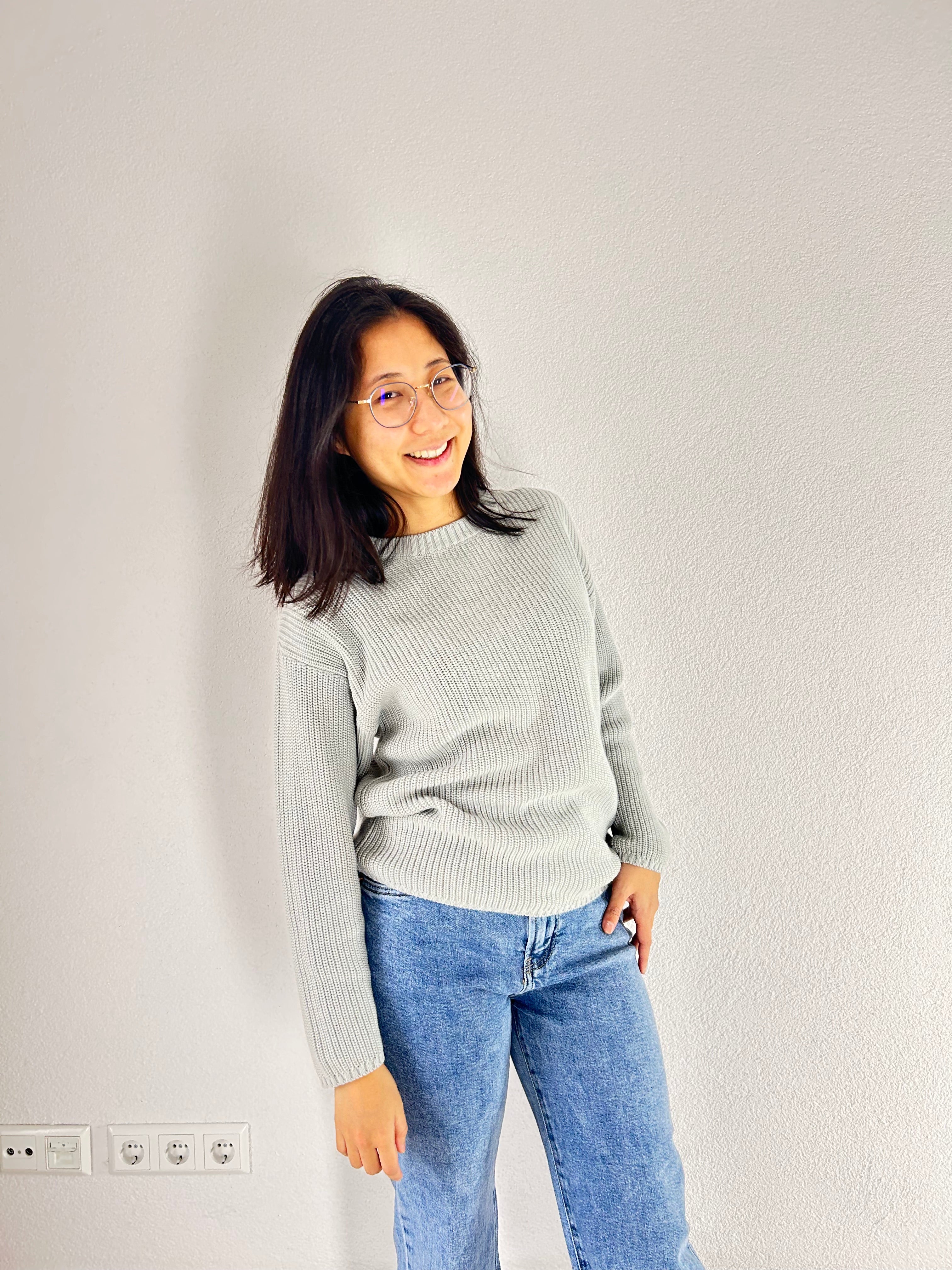 Teal Mist Bio-Baumwolle Strickpullover - Kinder Relaxed Fit