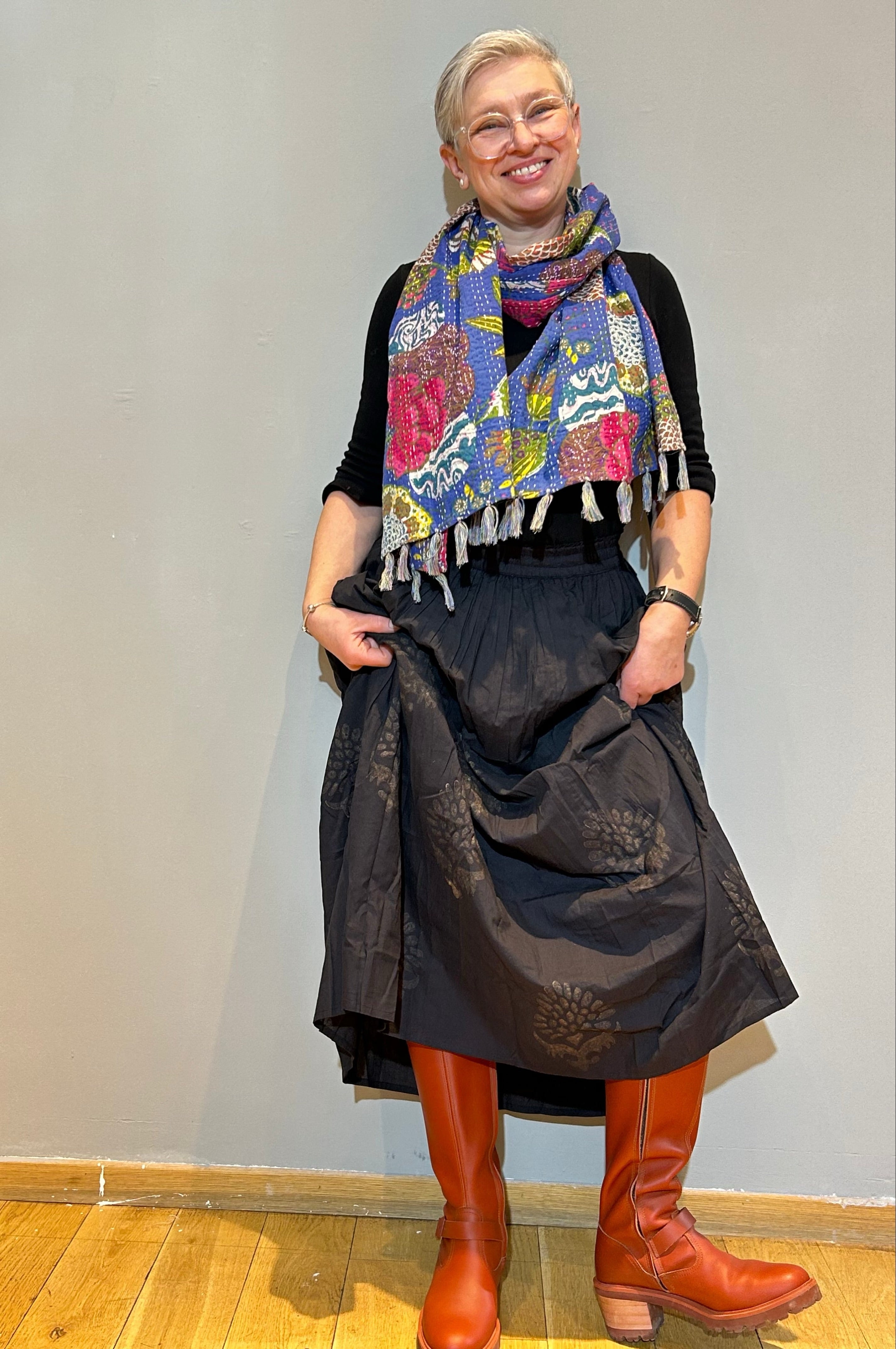 Indigo Kantha Schal