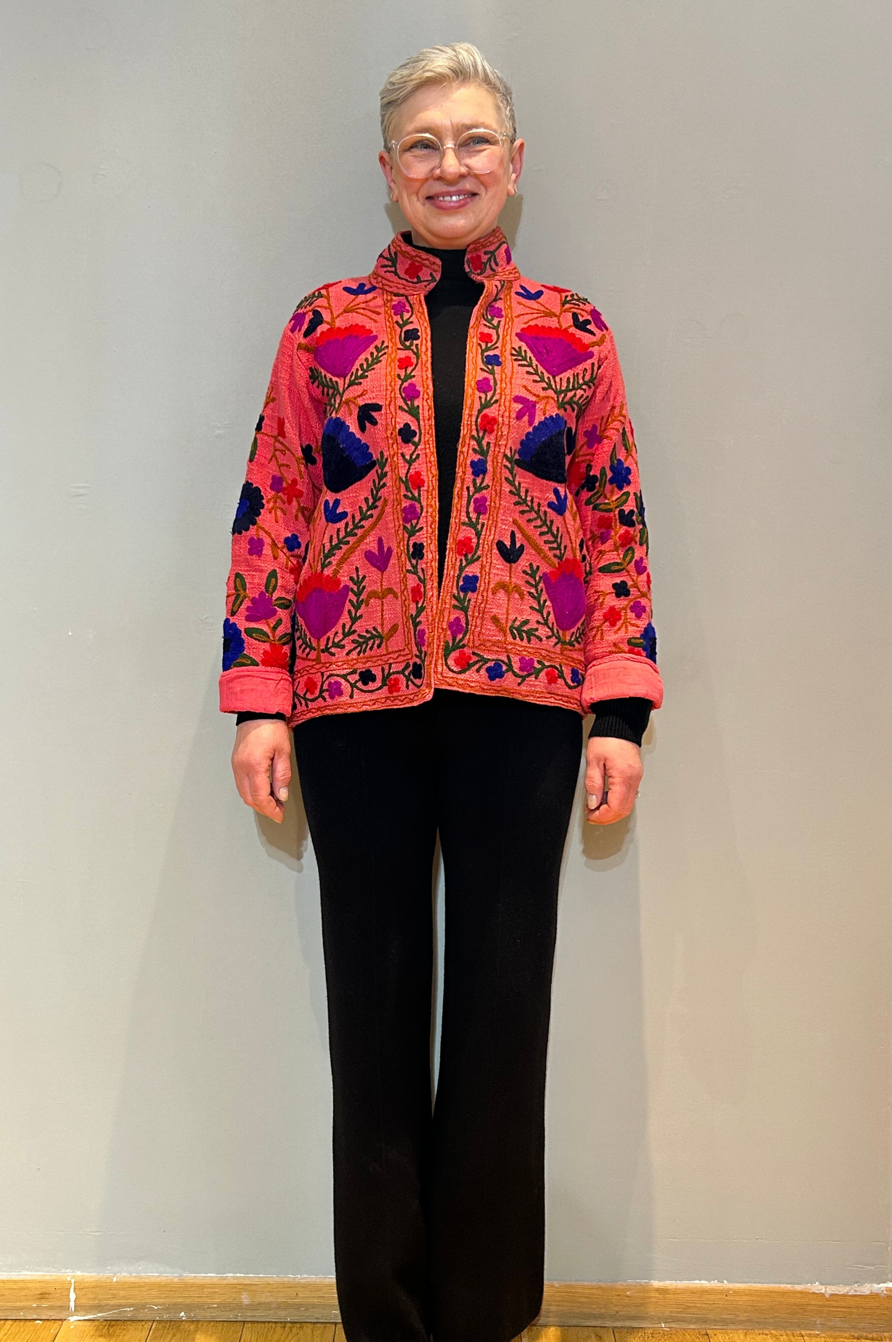 Cotton Suzani Hand-Embroidered Jacket - Primrose