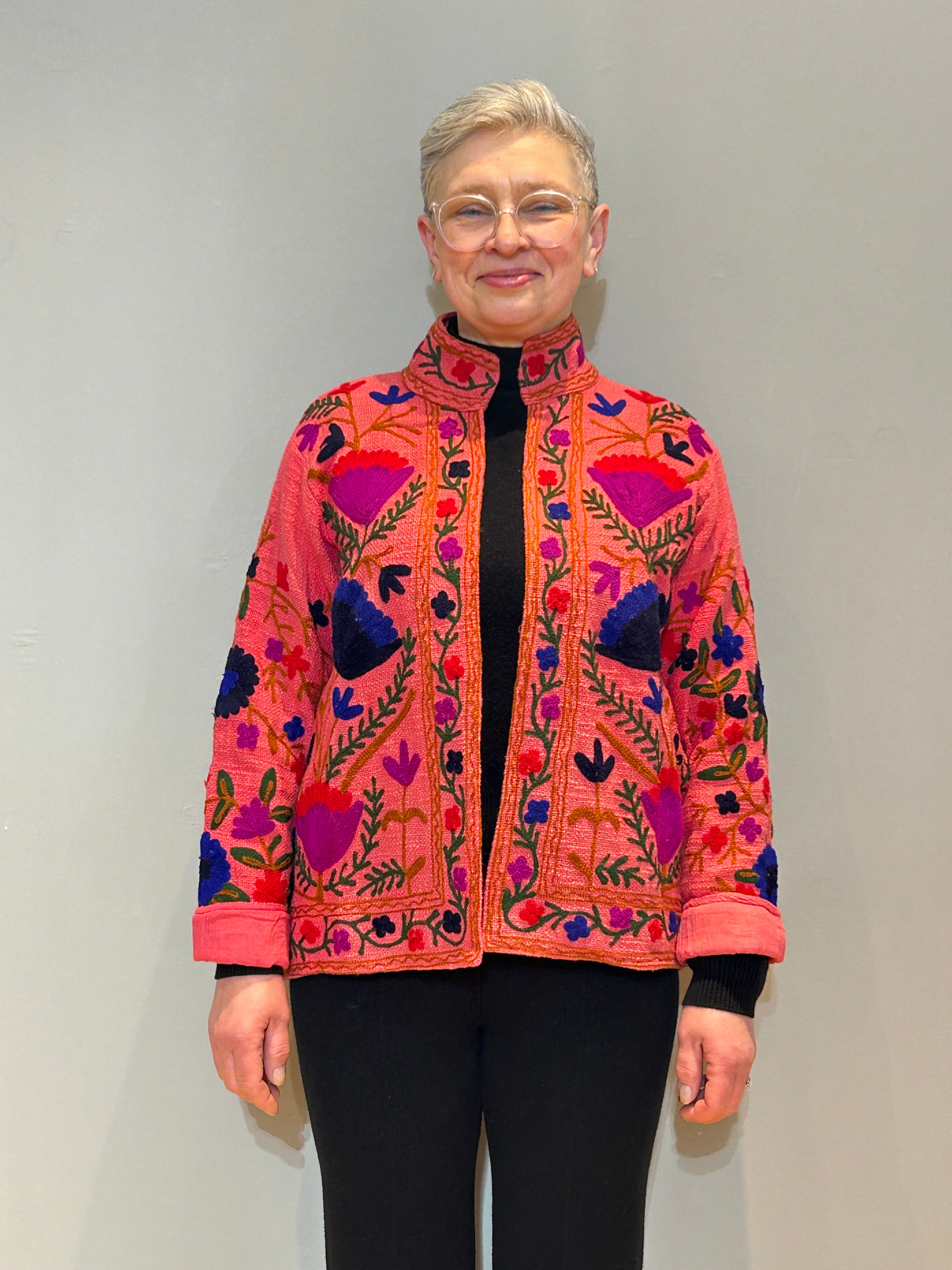 Cotton Suzani Hand-Embroidered Jacket - Primrose