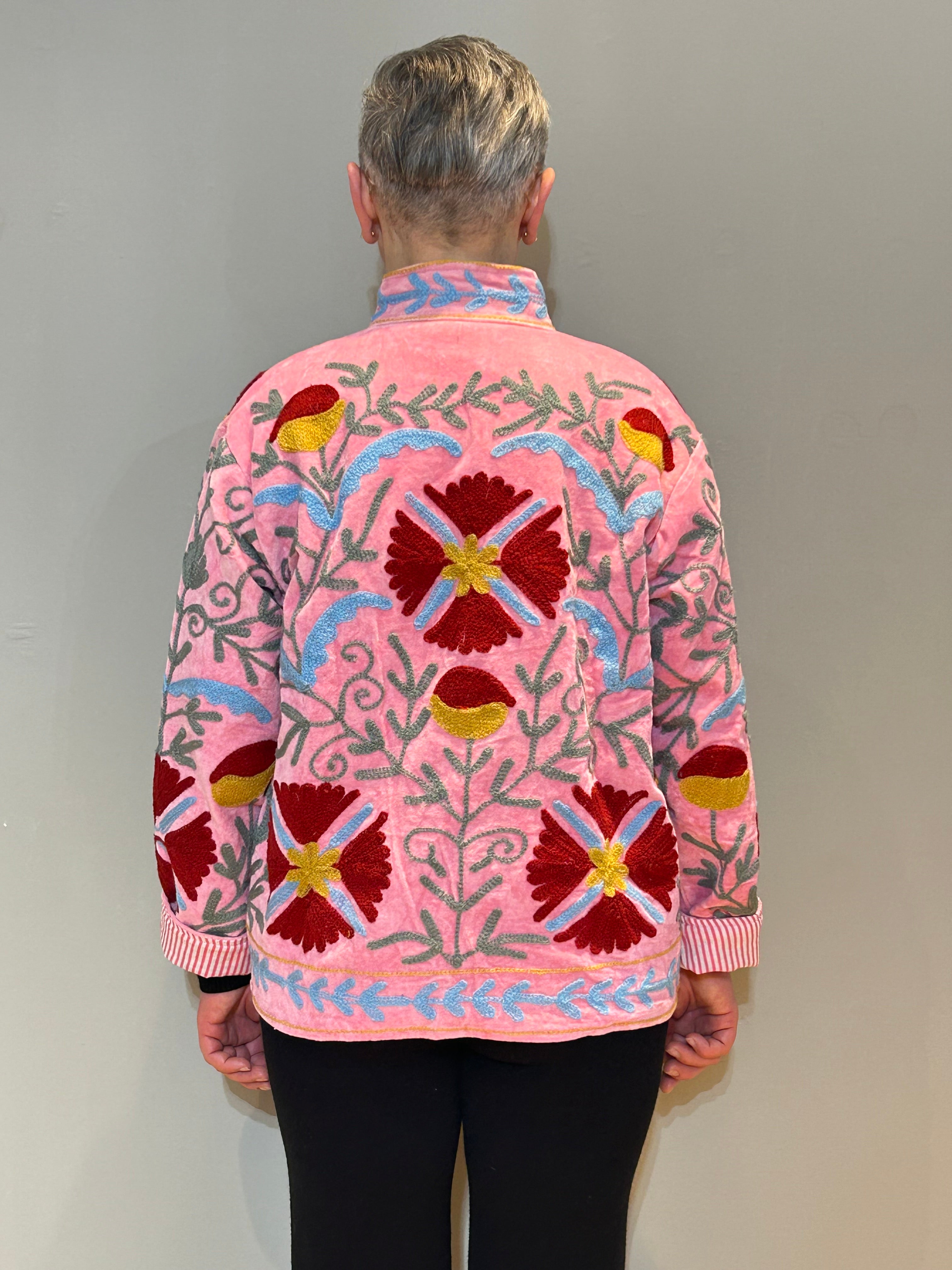 Baumwoll-Suzani Jacke, handbestickt - Sakura