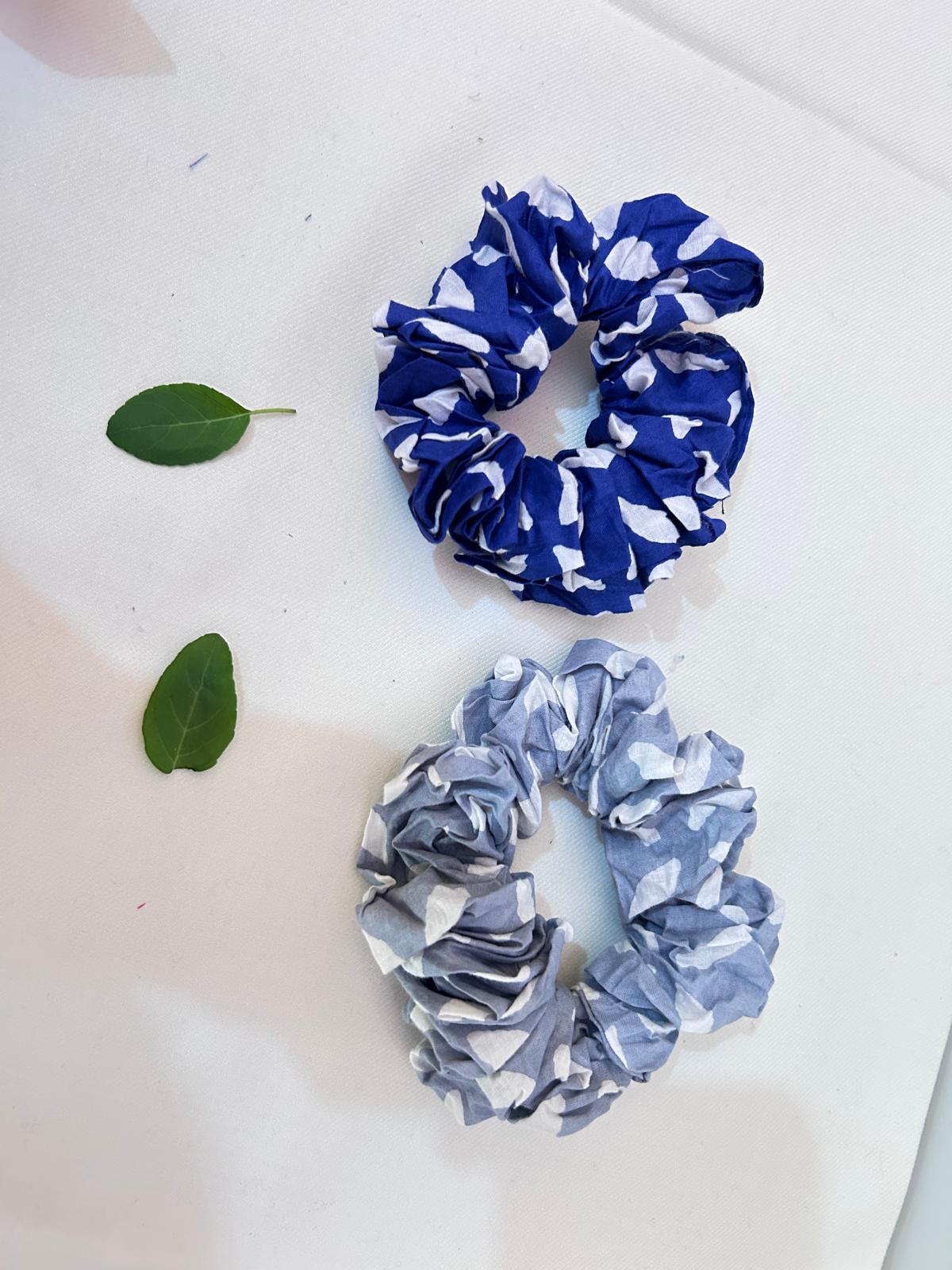 Sky Wave Block Printed Scrunchie-Set